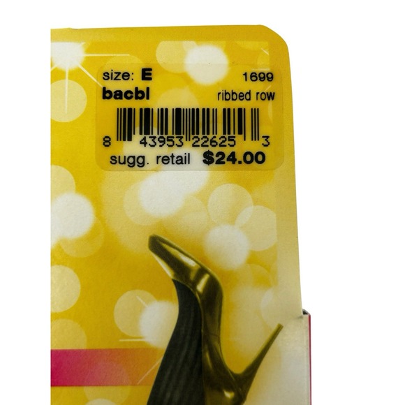 Star‎ Power By Spanx Sz E Center-Stage Black Ribbed Row Patterned Shaping Tights - Picture 3 of 4